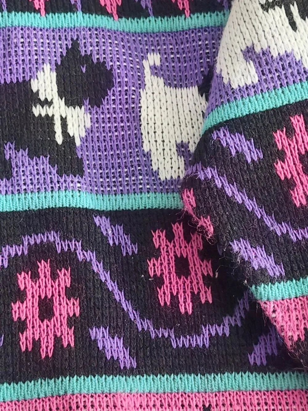 Vintage Girls Scottie Dog Print pink & Purple Sweater By HEARTWORKS